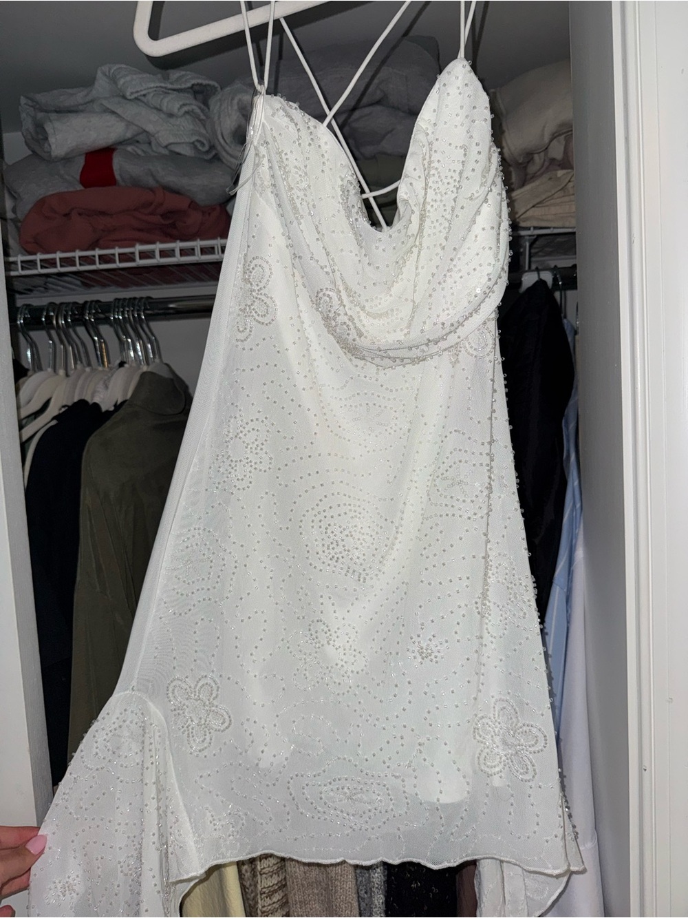 Peppermayo white beaded cowl slip dress - Picture 1 of 2